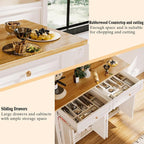 51.2'' Rolling Kitchen Island with Drop Leaf - Kitchen Carts on Wheels with Storage, Towel Rack, Drawers Island Table for Kitchen, Dining Room, White