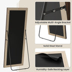 Full Length Mirror, 63"x21" Rustic Farmhouse Floor Mirror with Stand, Rectangular Solid Wood Frame in Walnut Finish, Full Body Mirror for Bedroom, Hallway & Living Room