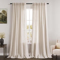 Beige Linen Semi Sheer Curtains 84 Inch Length 2 Panels Set Back Tab Rod Pocket Flax Linen Cotton Textured Curtains for Living Room Dining Room Natural Light Filtering Window Curtain Drapes 60x84
