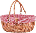 Large Wicker Picnic Basket with Handles,Handle Sturdy Woven Body with Removable and Washable Lining,Outdoor Camping,Gift Packing,Garden Picking, Storage.red
