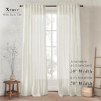 XTMYI 105 Inch Curtains 2 Panels Set Custom Length Back Tab Linen Window Sheer Curtain Drapes for Living Room Bedroom,50x105 in Long,Cream(Ivory/Off White)