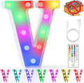 mooncow Rechargeable Light Up Letters,Colorful Marquee Letters with Remote,Gift Wrap Gifts,Bedroom Home Bar Party Decor (V)