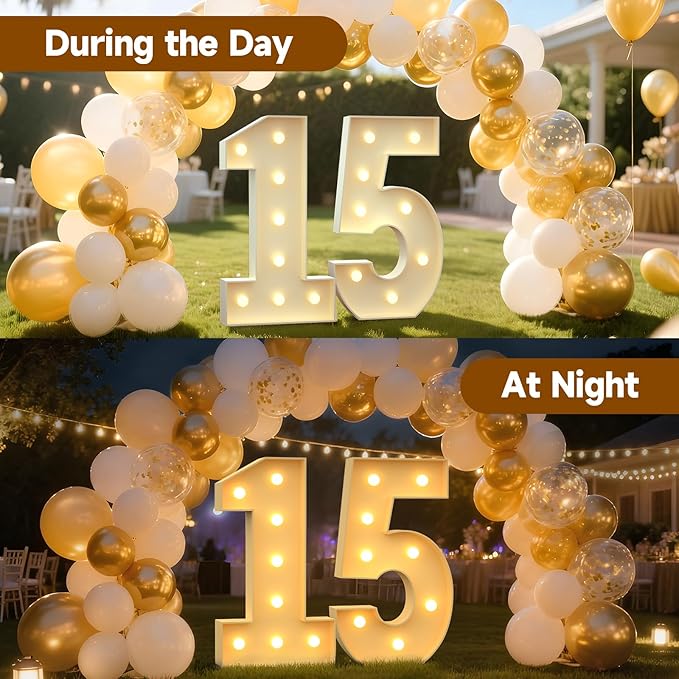 Mixifox 3FT Marquee Numbers 15, Large Light up Number 15 for Birthday Party Supplies, Sign, Backdrop, Happy 15th Birthday Decorations for 15 Years Old