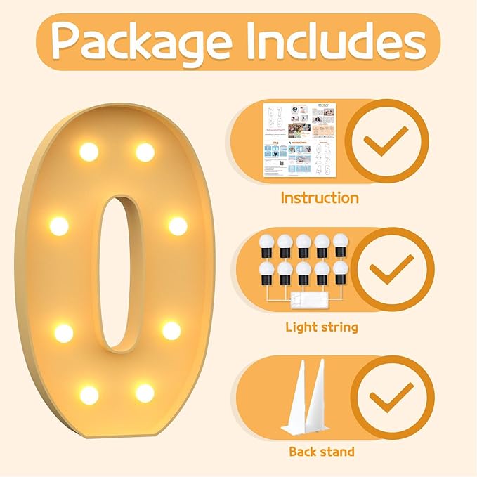 Marquee Numbers 3 Feet Tall Large Light Up Numbers 40th 50th 60th Birthday Decorations Women Men Big Yellow Light Outdoor Anniversary Decorations Balloon Arch Kit Party Backdrop 0