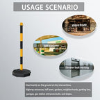 Adjustable Traffic Delineator Post Cones,6Pack 34 Inch,Traffic Safety Delineator Barrier with Fillable Base 6.6FT Chain, for Traffic Control Warning Parking Lot Construction Caution Roads,Yellow&Black