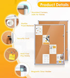 SWANCROWN Enclosed Bulletin Board 48x36 in, Tamperproof Lockable Cork Board Wall Display Case with 2 Locks for Office School Home, Aluminum Frame, Pack of 2