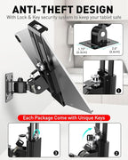 AboveTEK Tablet Wall Mount -360° Rotation iPad Wall Holder for Retail & Business, Anti Theft iPads Stand Fits 7"-11" Tablets Including iPad Pro/Air/Mini, Galaxy Tab - Security Lock & Key - (Black)