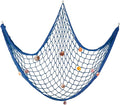 Natural Fishing Net Decor with Shells 79 Inch Beach Theme Decor for Party Home Bedroom Wall Hanging Fish Net Decorations (Sea Blue)