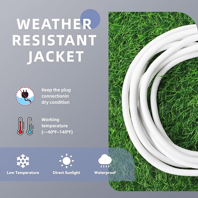 EP 25 Ft Outdoor Extension Cord, 12/3 SJTW Heavy Duty Extension Cable with 3 Prong Grounded Plug, 15 AMP Power Cord for Lawn, Garden, Appliances, White
