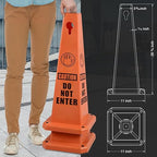 Plastic Traffic Cones, 4-Sided Message Cones, Road Safety Parking Cones, Standing Traffic Warning Signs for Cleaning Area, Garage, No Entry (8, Do Not Enter, Large)