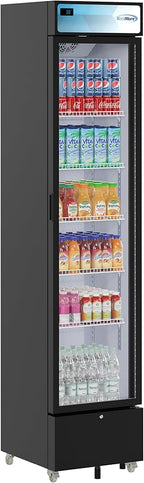 KoolMore 17 in. Slim Commercial Merchandiser Display Refrigerator 7 Cu. Ft. in Black, ETL Listed (KM-MDR-17S)