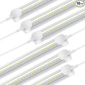 LED Shop Light,8FT 120W 12000LM 6500K,T8 Led Tube Daylight White,No dimmable,V Shape,Linkable,High Output,Clear Cover,8 Foot led Lights Fixture,Garaga Lighting with Plug (10 Pack)