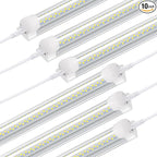 LED Shop Light,8FT 120W 12000LM 6500K,T8 Led Tube Daylight White,No dimmable,V Shape,Linkable,High Output,Clear Cover,8 Foot led Lights Fixture,Garaga Lighting with Plug (10 Pack)
