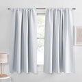 PONY DANCE 54 inch Length Curtains - Room Darkening Kitchen Solid Thermal Draperies Rod Pocket Short Panels Drapes for Bedroom Window Treatments, 42 W by 54 L, Greyish White, Set of 2