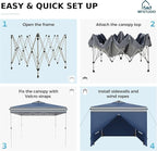 MFSTUDIO 10x10 Pop Up Canopy Tent with Removable Sidewalls, Outdoor Enclosed Instant Portable Shelter with Breathable Mesh Windows, One Person Setup, Blue Stripe