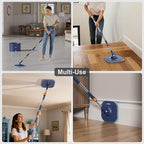 Spin Mop and Bucket Set, Mop Bucket with Separate Dirty Water System, Deep-Cleaning Mops for Floors/Wall, Versatile Mops with 6 Microfiber Mop Pads