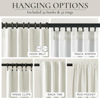 Beige White Room Darkening Curtains 72 Inches Long 2 Panels Burg, Linen Heavy Insulated Bay Window Curtain Modern Neutral Drapes for Bedroom/Cabin/Kitchen (W50" x L72"Tall) 6FT Length Hook Belt