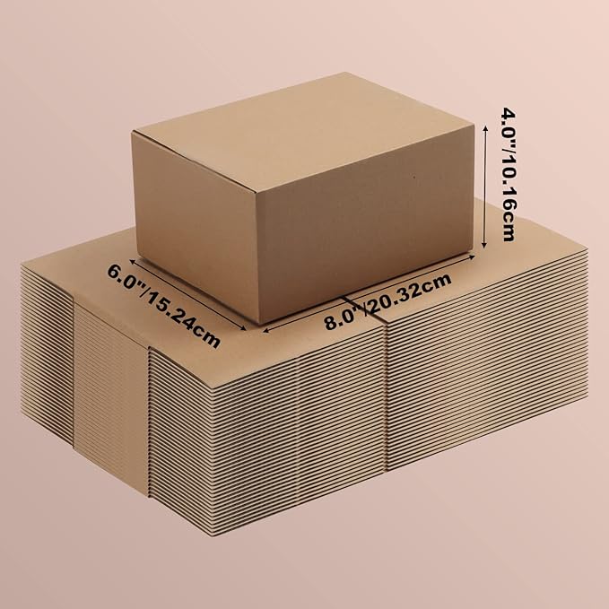 EdenseeLake 40 Pack 8x6x4 inches Shipping Boxes Small Cardboard Boxes for Packing, Moving, Mailing, Brown
