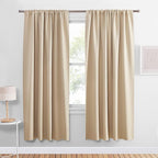 PONY DANCE Thermal Curtains 72 inches - Window Coverings Privacy Protect Rod Pocket Top Room Darkening Curtain Home Decor for Bedroom, 52 Wide by 72 inch Drop, Biscotti Beige, 2 PCs