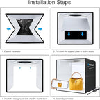 Light Box Photography 20x20in, PULUZ Portable Photo Studio Light Box with 200 LED Lights ＆12 Color backdrops Professional Photography Lighting Tent Kit for Big Product Photography Lightbox