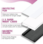 Availey 60 Pack Magnetic 'C' Channel Label Holders for Metal Racks and Shelves with Protective Films and Replacement Strips 3" x 1"