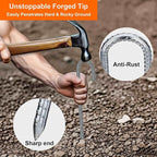 Heavy Duty Rebar Stakes 12-Pack 12-Inch - Hot-Dip Galvanized J-Hook Ground Anchors for High Winds, Trampoline, Fencing, Landscape Fabric - Forged Tip for Rocky & Hard Soil