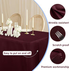 HolidayIdeas Fitted Burgundy Tableclothes - 96 x 30 Inch - 2 Pack Rectangle Tablecloths for 8 Foot Tables, Polyester Fabric Table Covers for Parties, Holiday Dinner, Trade Show