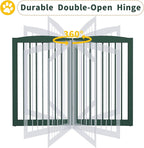 Freestanding Pet Gate for Dogs, Foldable Wooden Dog Gate for House Indoor, Step Over Pet Puppy Safety Fence for Stair, Doorway,Hall, Support Feet Included,3 Panels 32",Green