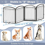 Full Metal Free Standing Dog Gate with Door for Indoor & Outdoor,96'' Extra Wide 32'' Tall Dog Gate for The Doorways,Large Openings,Decks,Porch,Pet Freestanding Safety Fence(4 Panels,Black)