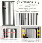 Lumizone Extra Tall Cat Gate 55.12" High Pressure Mounted Extra Wide 2025 New (17 Sizes) 1.37" Gap No Drilling Auto-Close One-Handed Operation Tall Pet Gate for Dogs(Black, 55.12" H x 75.98"-80.11" W)