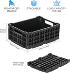 4-Pack Heavy Duty Stackable Storage Crates Plastic Collapsible Milk Crate Garage Organizing Bins Storage Containers for Home Office Moving Supplies, Black