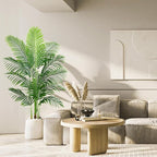 Artificial Palm Tree 5FT Faux Plants Indoor Tropical Fake Palm Tree Areca Floor Plant in White Pot with 13 Trunks & Real Bark Design, Faux Palm Plant for Outdoor Patio Home Room Office Decor