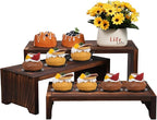 3-Tier Wooden Cupcake Stand & Display Risers, for Food Desserts & More, Sturdy & Reusable