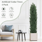 THE BLOOM TIMES 6ft Large Topiary Trees Artificial Outdoor Set of 2, UV Resistant Faux Cedar Pine Cypress Bushes & Shrubs, Fake Plants for Front Porch Outside Planter Patio Decor 6 Foot Tall