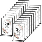 20 Pack 5x7 Acrylic Sign Holders, Double Sided Vertical Stand Clear Picture Frames, Wedding Table Numbers Frames for Party, Restaurant Signs and Office Photos, Black