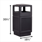 Safco Canmeleon Trash Can, 38 Gallons, Indoor and Outdoor Use, Durable & Weather-Resistant Commercial Garbage Can with Ashtray, Black