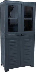 Sunnydaze Storage Cabinet with 2 Acrylic Glass Doors - Plastic Storage Cabinet - 48.75" H - Garage, Office, Home, Laundry Room
