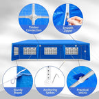 10x30 FT Party Tent, Outdoor Wedding Tents for Parties, Canopy Event Tent with 8 Removable Sidewalls, Waterproof Gazebo Shelter for Birthday Parties, Weddings, BBQs & Events (10X30FT-8Sides Blue)