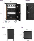 32 Devices Laptop Charging Cart, Tablet Storage Carts for Pad Up to 16.3" Screen Size, Classroom Computer Mobile Charging Station for Pads,Chromebooks,Laptops,Security Storage (Black)