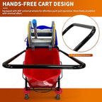 6.6 Gallons x 2 Commercial Mop Bucket with Wringer & Steel Frame | Heavy Duty Dual Bucket System | Separate Dirty Water On Wheels for Janitorial