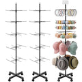 Ripeng 2 Pcs 5 Tier Retail Display Stand – Rotating Display Rack with Wheels for Jewelry Keychains Socks Hats – Adjustable Movable Shop Spinner for Craft Shows Vendor Events Stores Accessories, Black