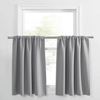 PONY DANCE Half Window Curtains - Kitchen Tiers Short Length Rod Pocket Valances Thermal Insulated Drapes for Nursery/Bathroom, 34 W x 36 L, Silver Grey, 2 Panels