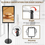 6Packs 11x17 Inch Adjustable Pedestal Poster Sign Stand, Heavy Duty Floor Standing Sign Holder Stand Aluminum Swivel Frame for Vertical and Horizontal View Sign Displayed for Foyer, Reception Area, Restaurant, Black