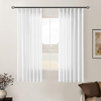 Snow White Pinch Pleated Linen Curtains 2 Panels for Living Room Bedroom Memory Training Shaped Semi Sheer Pleat Drapes with Hooks Rings Light Filtering Window Curtain 40x54