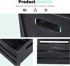 Storage Crates 3 Pack Wooden Nesting Crates with Handles,Rustic Storage Container Boxes,Farmhouse Decorative Baskets for Storage,Display,Decor,Black