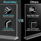 BlueValley Clear Acrylic Sign Holder 5x7 Vertical Double Sided Acrylic Photo Picture Frame for Office Desk, Table Sign Holder for Store, Rrestaurant, Hotel, Cafe, Show Fairs, Vendor-for Brochure Flyer Menu Document-6 pack