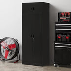 BESFUR Metal Storage Cabinet 87" H,Tall Locking Storage Cabinets with Top Cabinet and 4 Adjustable Shelves for Home Office, Garage,School, Apartment, Warehouse, Utility Room，Black