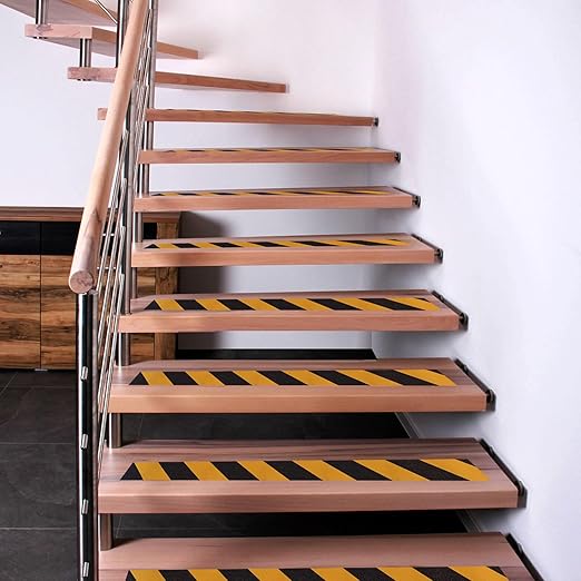 Anti Slip Tape Black/Yellow 2 inch x 66 ft, Non-Slip Strips Non Skid Safety Tape for Outdoor/Indoor Steps, Stairs, Traction Tread Staircases, Boats
