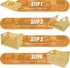 Domiella 2-Pack Crates for Storage, Storage Crates Plastic Stackable, Foldable Crate for Office Home Kitchen Bedroom Bathroom (Tall, Yellow)