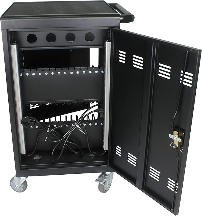 Laptop and Tablet Charging Cart, 35 Unit Device Mobile Charging Station for Chromebook, Tablet, Laptop, with Charging Port Screen Size Up to 16.3", Suitable for Office, Classroom, etc (Black)